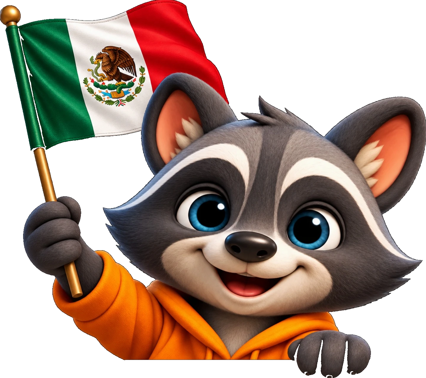 Mapache JUMAPAC con bandera de México