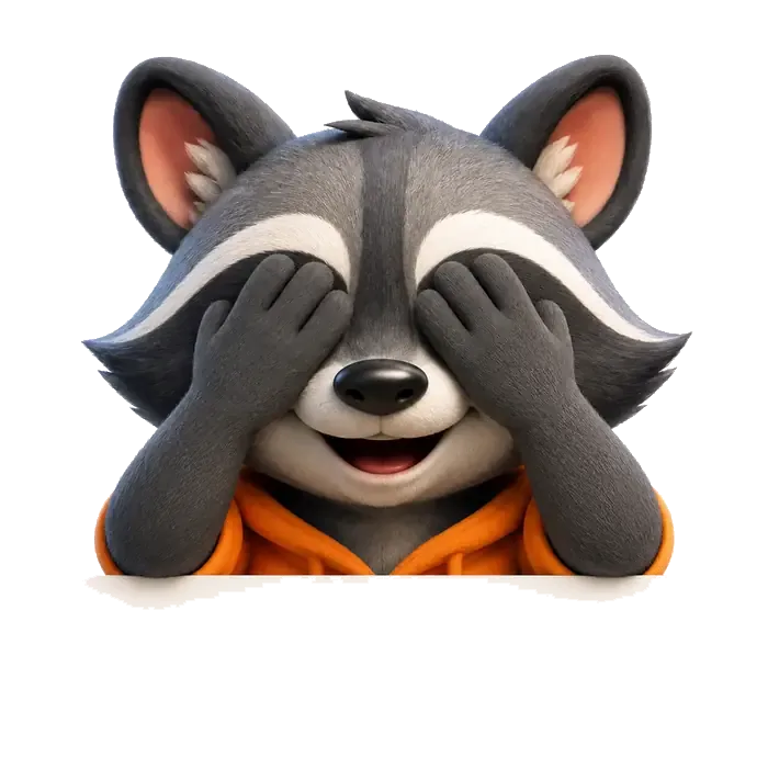 Mapache JUMAPAC tapándose los ojos